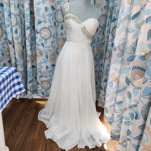 MacDuggal White Sequin Prom Dress